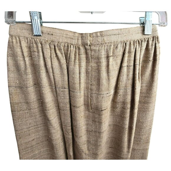 Vintage Handmade Raw Silk Tan Skirt With Fringe Hem Woven Texture HS146 - Picture 5 of 6